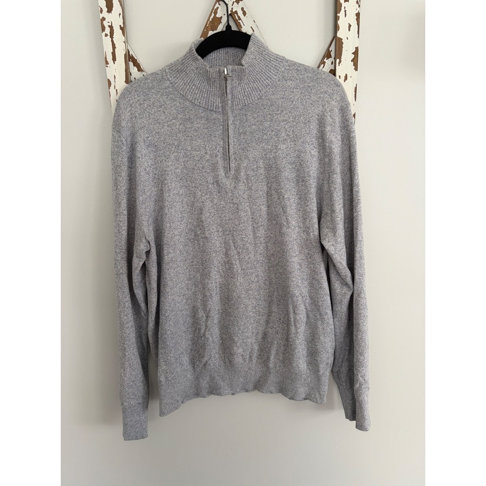 Bonobos gray cotton cashmere blend 1/4 zip pullover sweater mens small slim‎ fit